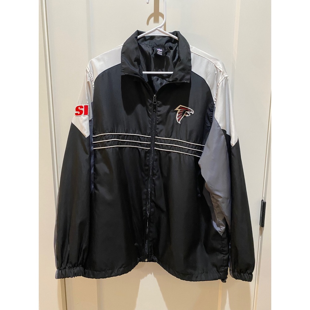 Team Apparel Atlanta Falcons NFL Windbreaker Jacket Mens XL Black Grey Full Zip